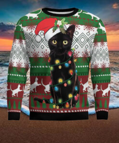 Black Cat Light Christmas Ugly Christmas Sweater