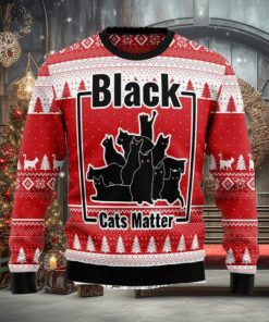 Black Cat Matter Vacation Time Wool Blend Wool Ugly Xmas Sweater