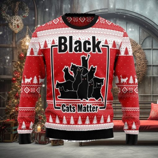 Black Cat Matter Vacation Time Wool Blend Wool Ugly Xmas Sweater