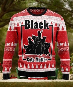 Black Cat Matter Vacation Time Wool Blend Wool Ugly Xmas Sweater
