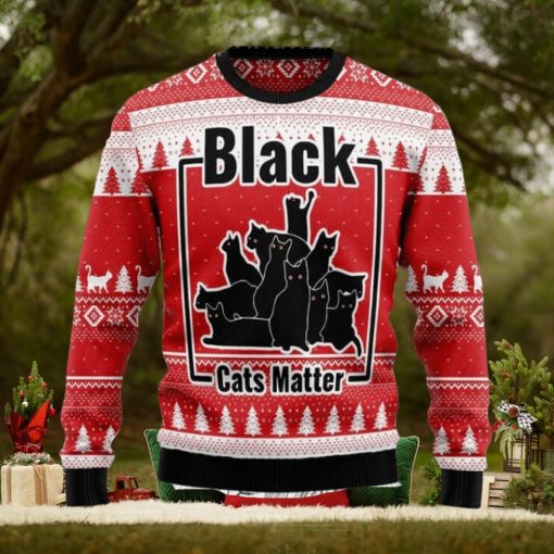 Black Cat Matter Vacation Time Wool Blend Wool Ugly Xmas Sweater