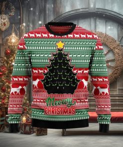 Black Cat Meowy All Over Printed Knitted Wool Xmas Sweater