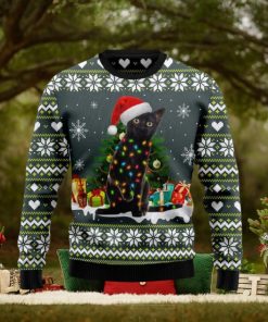 Black Cat Merry And Bright Xmas Gifts Full Wool Ugly Sweater