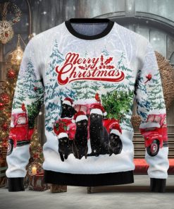 Black Cat Merry Christmas Knitted Ugly Christmas Sweater