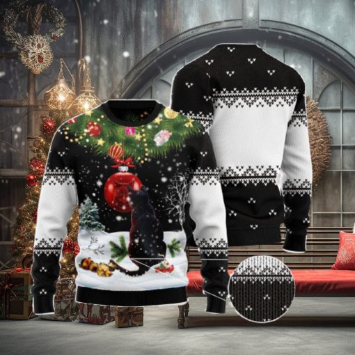Black Cat Mirror Ugly Christmas Sweater AOP All Over Printed Sweater