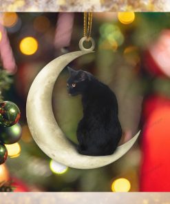 Black Cat Moon Flat Ornament