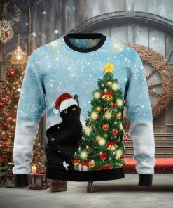 Black Cat Noel Tree Ugly Christmas Sweater Best Gift For Men And Women