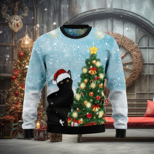 Black Cat Noel Tree Ugly Christmas Sweater Best Gift For Men And Women