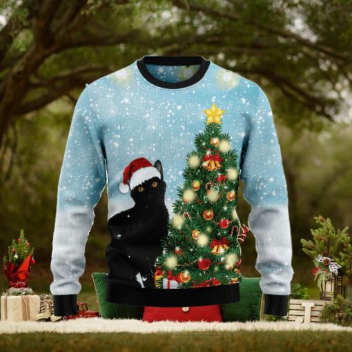 Black Cat Noel Tree Ugly Christmas Sweater Best Gift For Men And Women