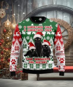 Black Cat Oh Christmas Tree Ugly Christmas Sweaters 3D