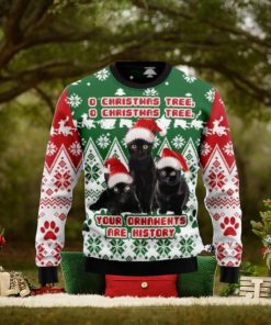 Black Cat Oh Christmas Tree Ugly Christmas Sweaters 3D