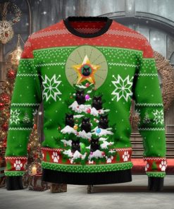 Black Cat Pine Holiday Gifts Wool Knitting Ugly Xmas Sweater