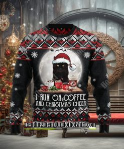 Black Cat Run On Coffee Ugly Christmas Sweater
