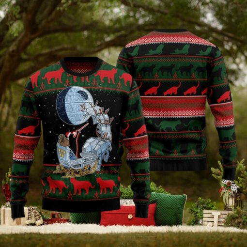 Black Cat Sleigh To Death Star Ugly Christmas Sweater