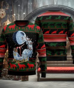 Black Cat Sleigh To Death Star Ugly Christmas Sweater