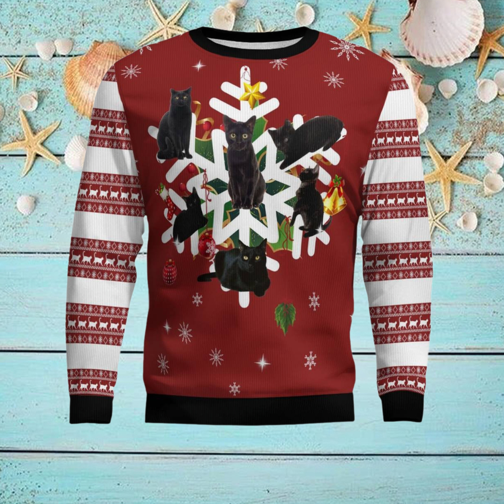 Black Cat Snowflake Ugly Christmas Sweater Black Cat Snowflake Ugly Christmas Sweater