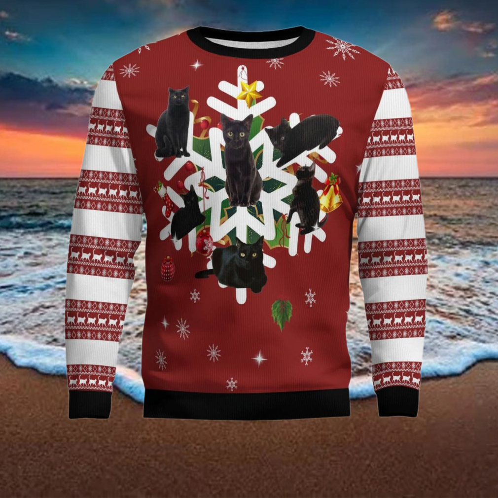 Black Cat Snowflake Ugly Christmas Sweater Black Cat Snowflake Ugly Christmas Sweater
