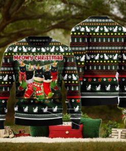 Black Cat Socks Ugly Christmas Sweater AOP All Over Printed Sweater