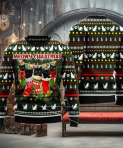 Black Cat Socks Ugly Christmas Sweater AOP All Over Printed Sweater