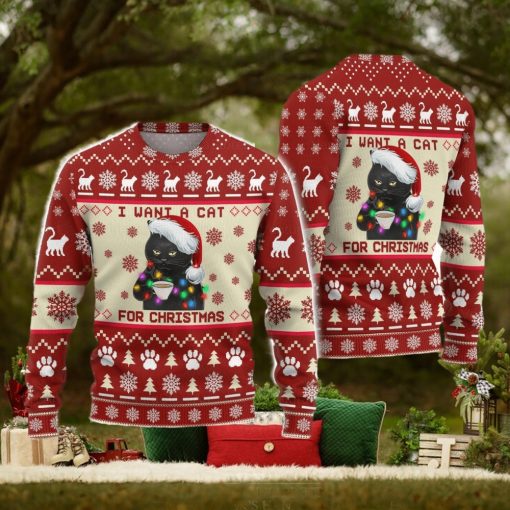 Black Cat Sweater Black Cat Christmas Cat Ugly Christmas Sweater Xmas Christmas Gift