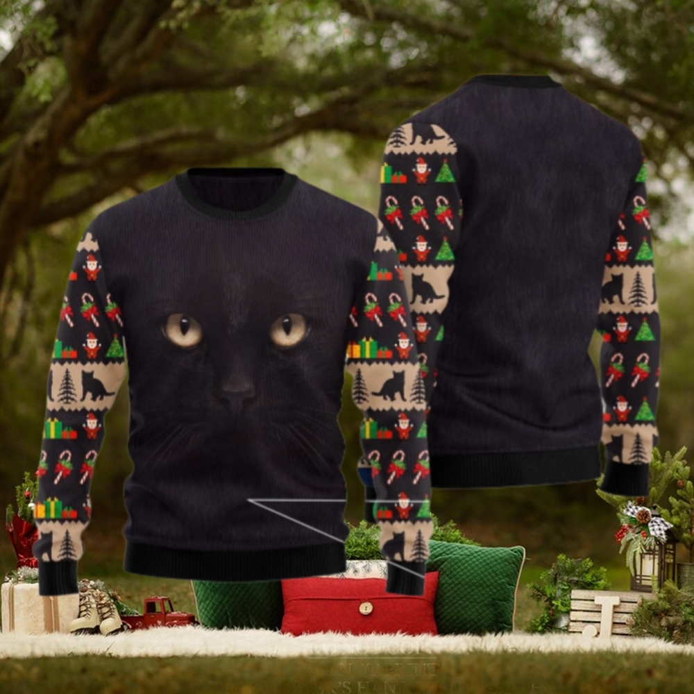 Black Cat Ugly Christmas Sweater, Cat Lover Gift For Christmas Sweater Black Cat Ugly Christmas Sweater, Cat Lover Gift For Christmas Sweater