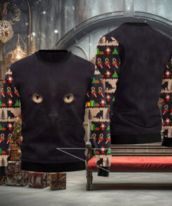 Black Cat Ugly Christmas Sweater, Cat Lover Gift For Christmas Sweater