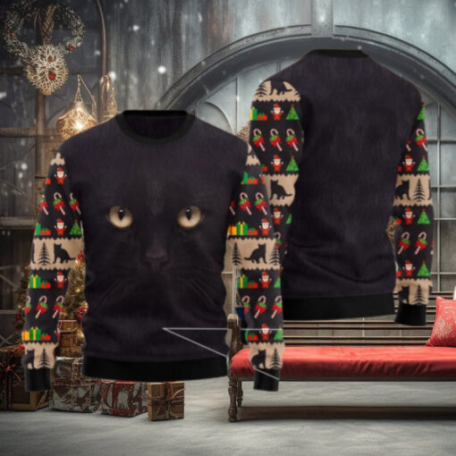 Black Cat Ugly Christmas Sweater, Cat Lover Gift For Christmas Sweater
