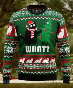 Black Cat What Christmas Tree Knitting Pattern Christmas 3D Sweater Gift For Christmas Matching Family Shirts For Christmas