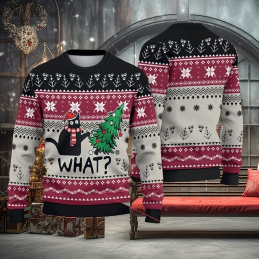 Black Cat What Sweater Black Cat Sweater Christmas Sweater Cat Lover