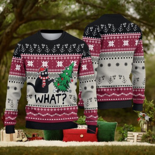 Black Cat What Sweater Black Cat Sweater Christmas Sweater Cat Lover