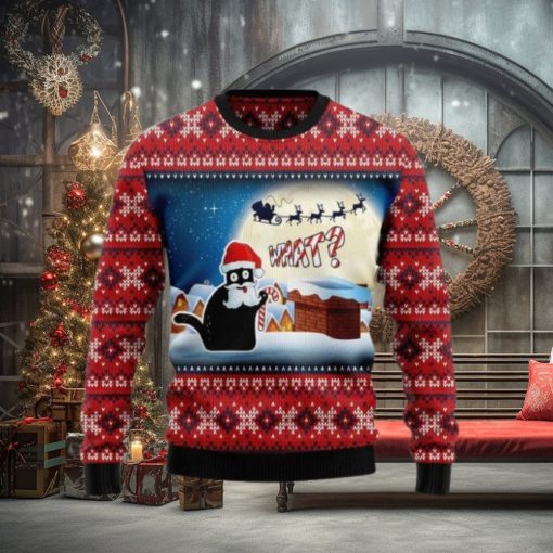 Black Cat What Ugly Christmas Sweater 3D Gift Christmas Funny