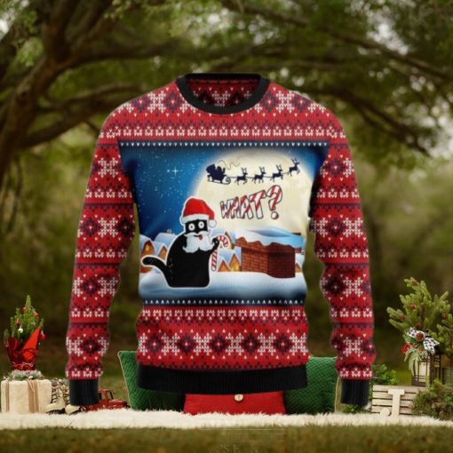 Black Cat What Ugly Christmas Sweater 3D Gift Christmas Funny