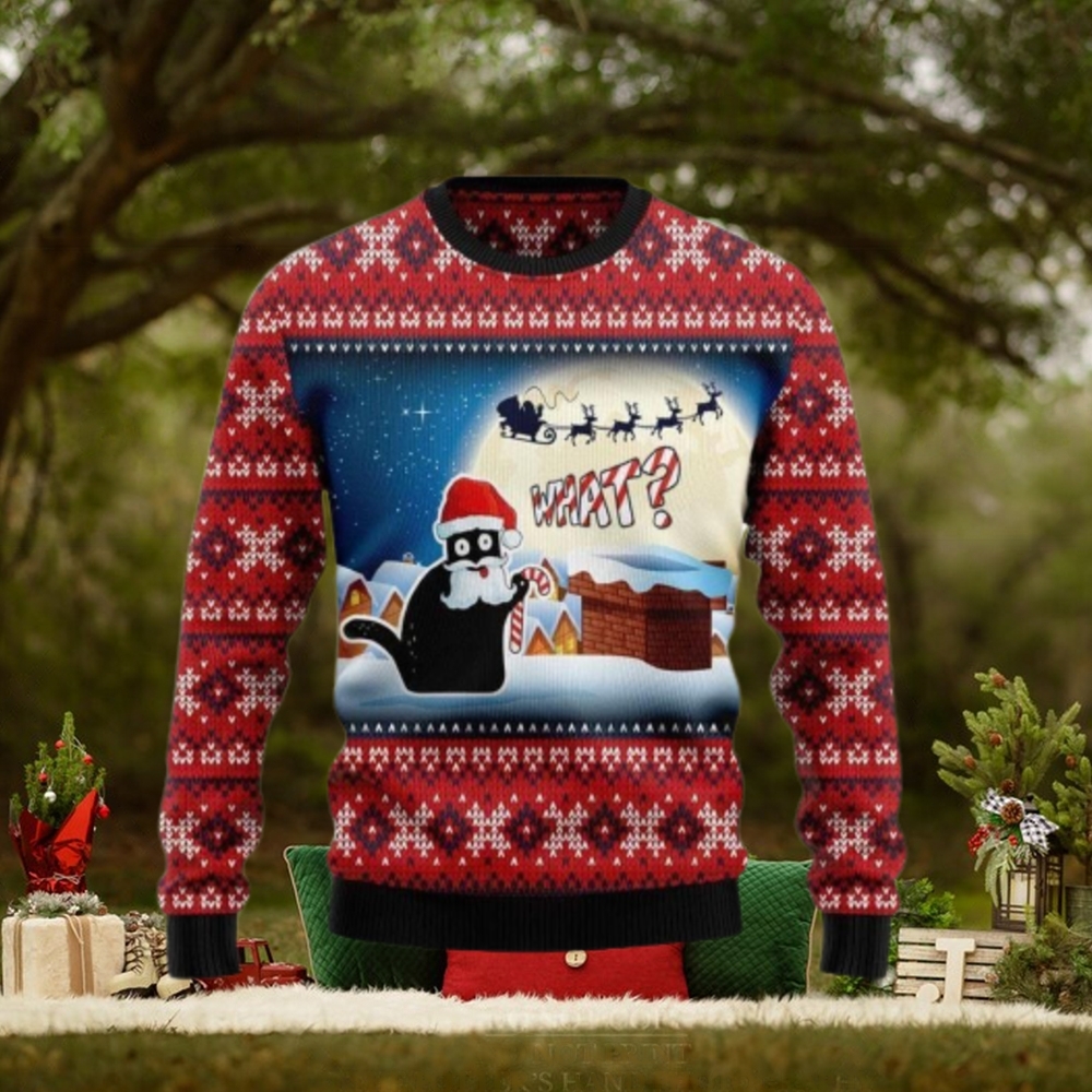 Funny Black Cat Christmas Ugly Sweater 3D Shirt