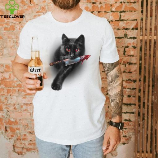 Black Cat Yellow Eye Halloween Cats Tee T Shirt   Copy