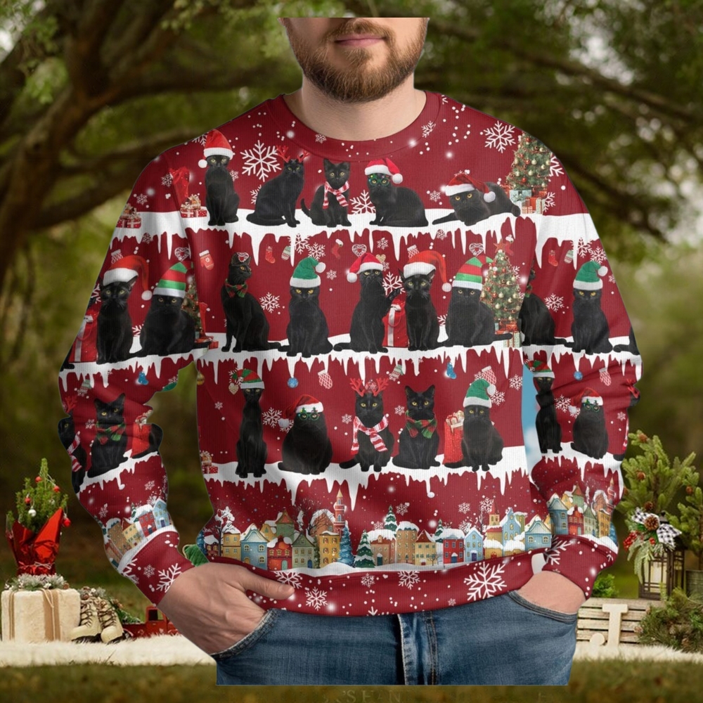 Black Cats Ugly Christmas Sweater Black Cats Ugly Christmas Sweater