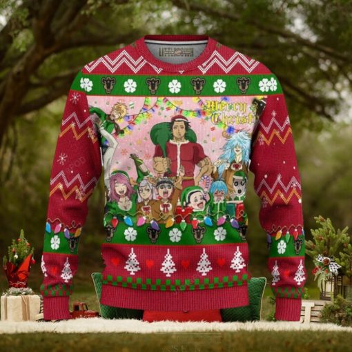 Black Clover Anime Merry Christmas Knitted Ugly Xmas Sweater