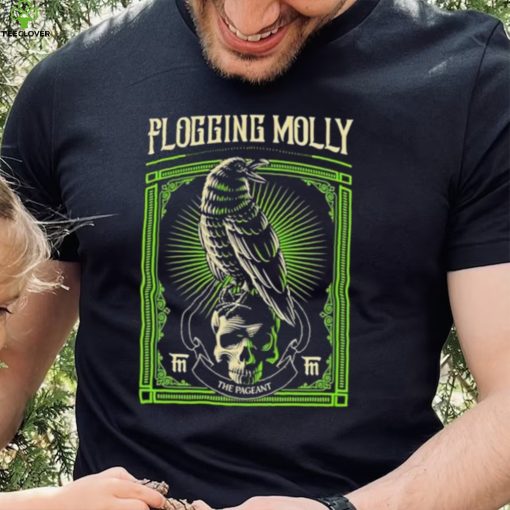 Black Crow And Skull Green Background Flogging Molly Shirt