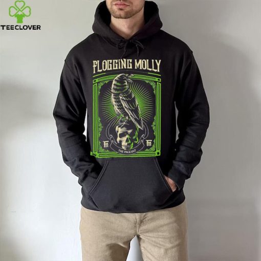 Black Crow And Skull Green Background Flogging Molly Shirt