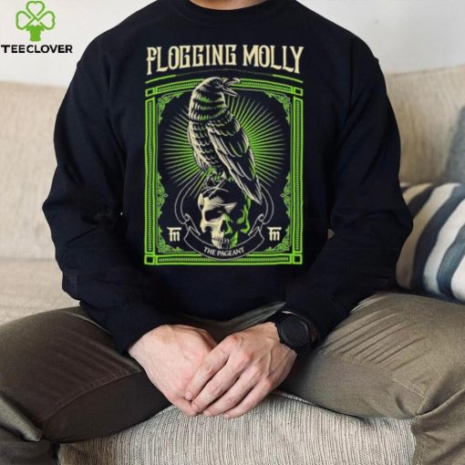 Black Crow And Skull Green Background Flogging Molly Shirt
