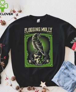 Black Crow And Skull Green Background Flogging Molly Shirt