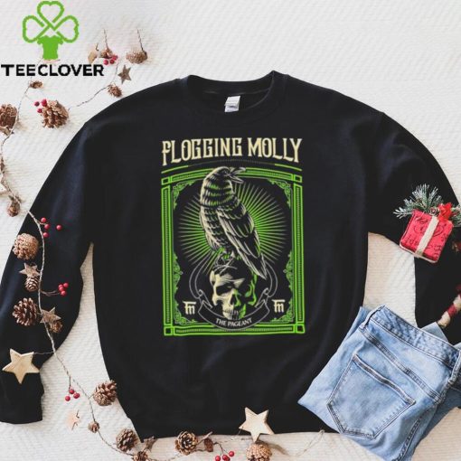 Black Crow And Skull Green Background Flogging Molly Shirt