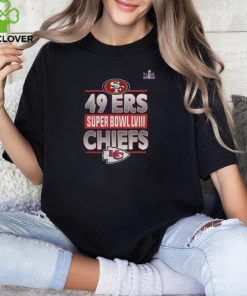 Black Kansas City Chiefs vs San Francisco 49ers Super Bowl LVIII Matchup Logo 2024 Tee