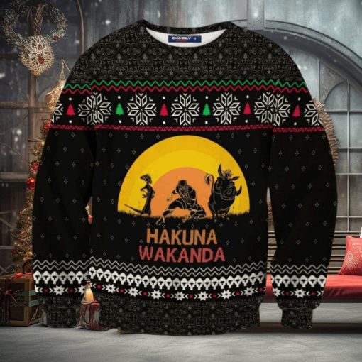 Black Panther Lion King Hakuna Wakanda Knitted Ugly Xmas Sweater