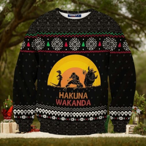 Black Panther Lion King Hakuna Wakanda Knitted Ugly Xmas Sweater