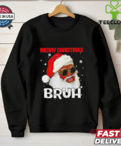Black Santa Claus merry Christmas bruh shirt