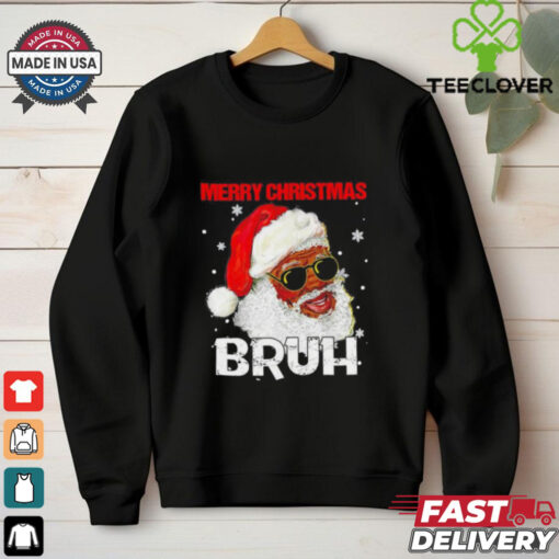 Black Santa Claus merry Christmas bruh shirt