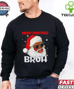 Black Santa Claus merry Christmas bruh shirt