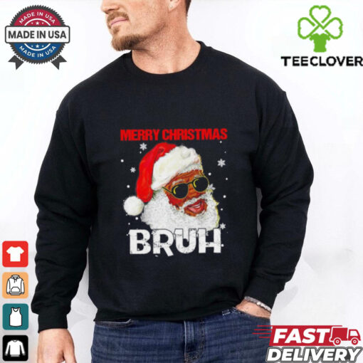 Black Santa Claus merry Christmas bruh shirt