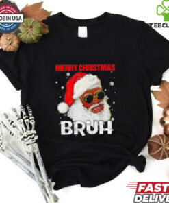 Black Santa Claus merry Christmas bruh shirt