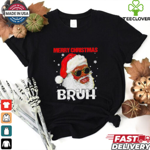 Black Santa Claus merry Christmas bruh shirt